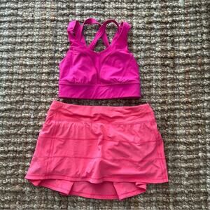 Lululemon Oxygen Bra & Pace Rival Skirt 13” Set – Hot Pink – Size 6